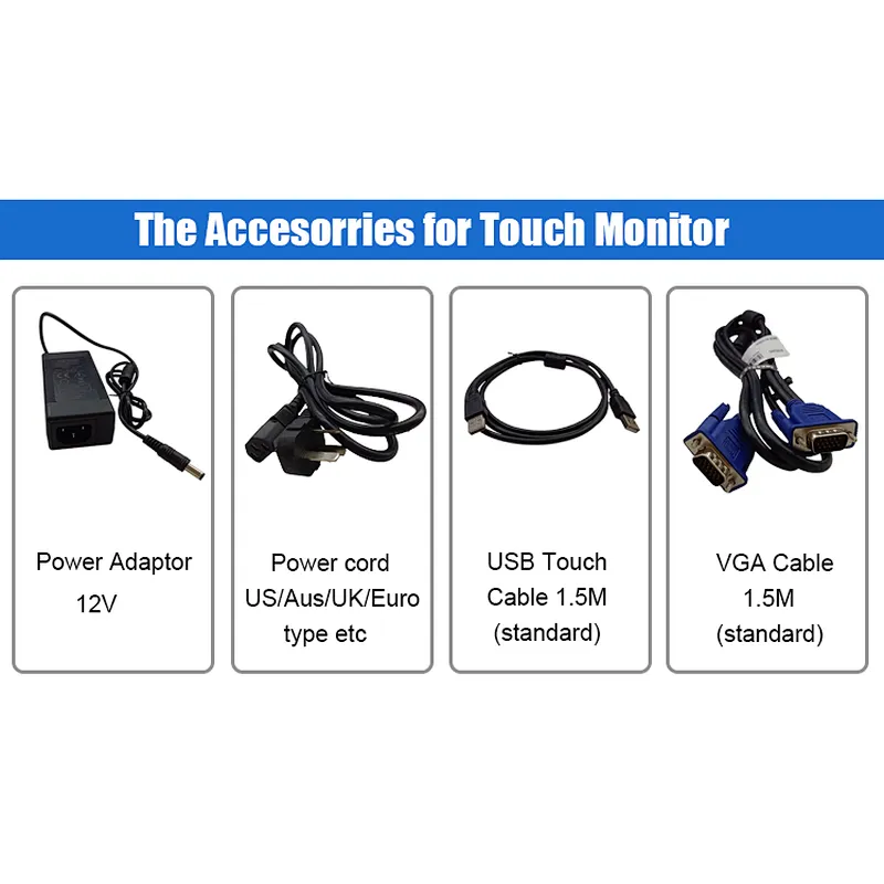 1024*768 Resolution 15 inch touch screen monitor usb glass lcd display for pos machine